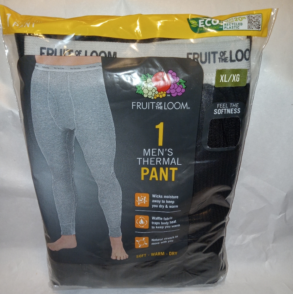 Fruit Of The Loom Men's Thermal Pant Underwear Black